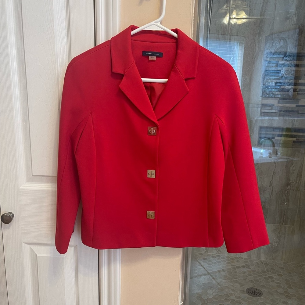 Tommy Hilfiger Red Blazer Structured Suit Jacket
